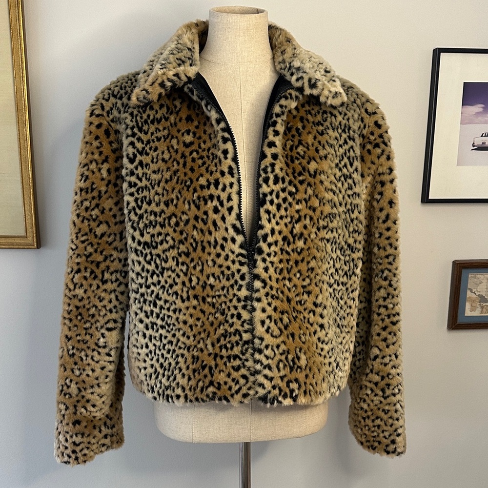 Chic Leopard Print Teddy Jacket
